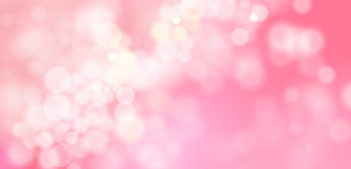 Pink bokeh background. Blur glitter circles particles with defocus effect and glowing gentle illumination. Vector soft holiday template for presentations, design projects © wild