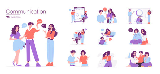Fototapeta premium Group Communication and Interaction Vector Illustration