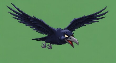 Fototapeta premium Dynamic Digital Illustration of a Blue Eagle in Flight with Open Wings
