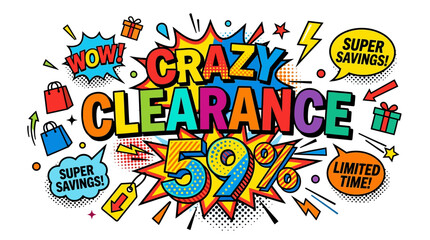 Fototapeta premium Crazy Clearance Sale Pop Art Graphic