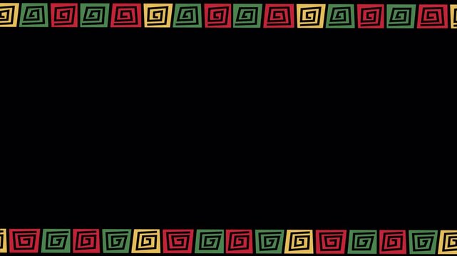 Abstract African Pattern Border video overlay background on transparent background, alpha channel