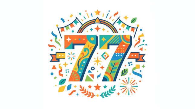 Colorful Celebration Graphic with Number 77