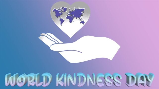 World kindness day celebration with hand holding heart and world map.