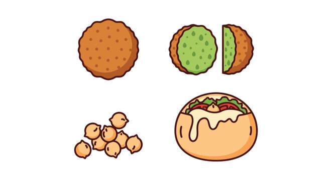 Egyptian Falafel Line art modern fluid abstract vector