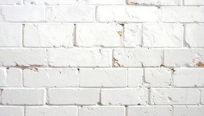 Fototapeta premium A white-painted brick wall with some bricks chipped and peeling
