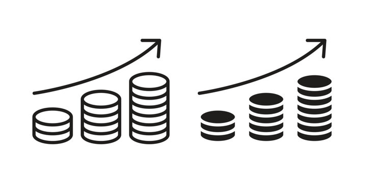 Money increase Icon element for graphic designs. line and flat symbols