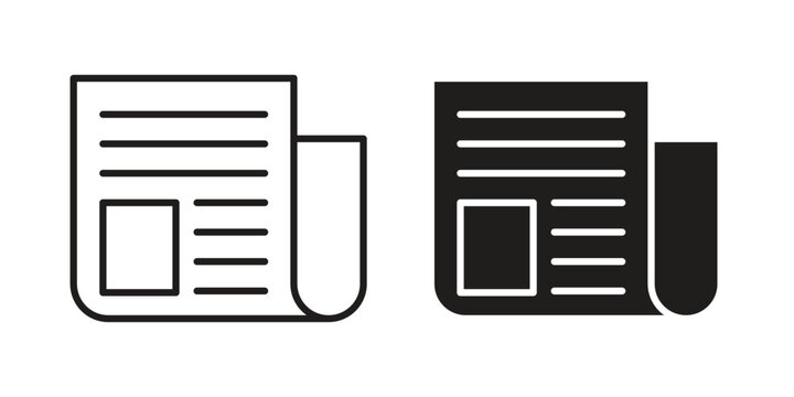 Newspaper icon element for graphic designs. line and flat symbols
