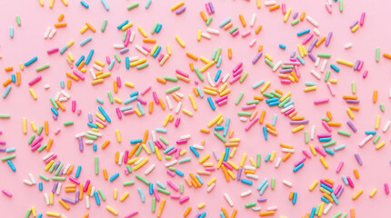 Naklejka premium Colorful Sprinkles Scatter Pattern on Soft Pink Background for Celebrations