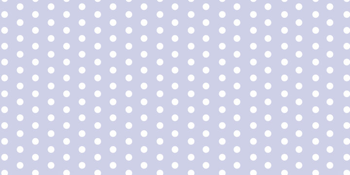 Seamless lavender purple background with white polka dot pattern. Minimalist aesthetic pastel wallpaper for textile, wrapping paper, and digital design. Vector Illustration.