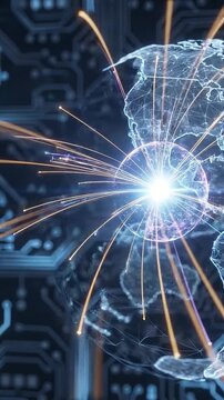Global network connectivity digital technology globe glowing data line futuristic circuit background sphere planet earth cyber data flow innovation future concept abstract web world connection