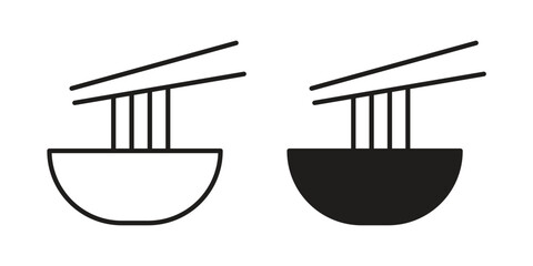 Ramen icon element for graphic designs. line and flat symbols