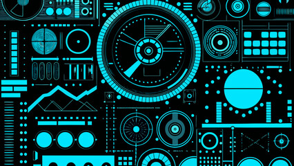 Abstract blueprint of futuristic technology and complex mechanical elements