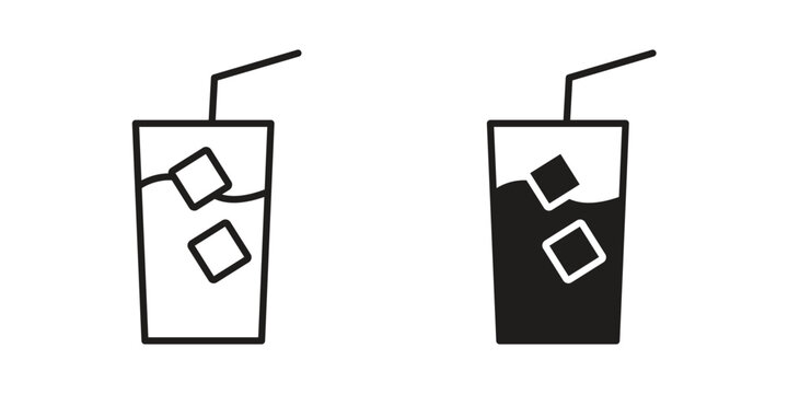 Refreshing cold drink icon element for graphic designs. line and flat symbols
