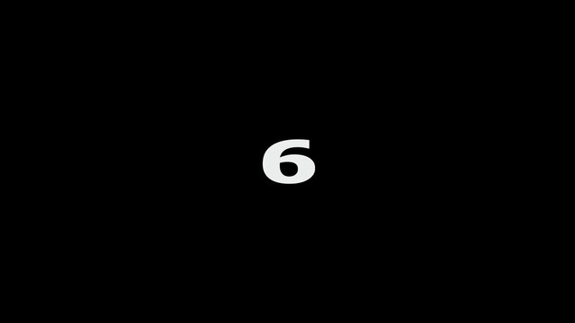 White number six on solid black background