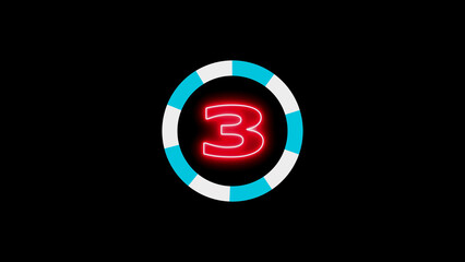 Fototapeta premium Luminous number three digital countdown