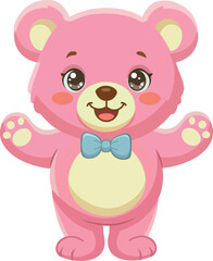 Fototapeta premium Pink Teddy Bear Plush Toy with Bow Accessory Birthday Design