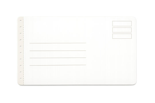 Blank postcard template with lines and transparent background