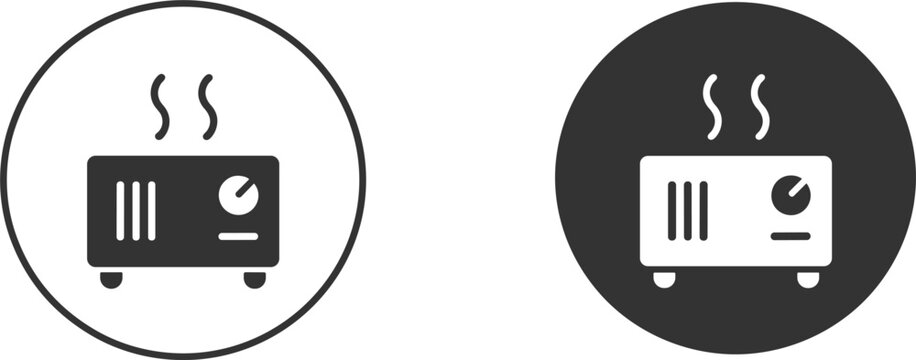 Electric heater icons set with temperature control dial isolated on white background vector illustration collection