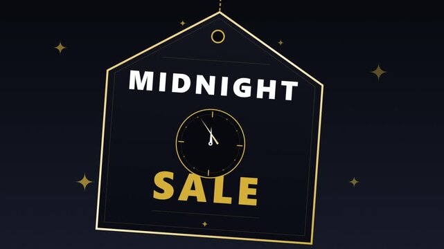 Midnight sale clock striking twelve gold stars