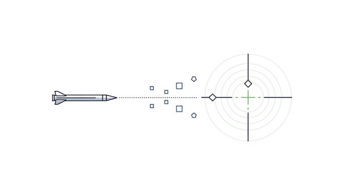 Schematic Diagram of Missile Interception with Target Lock.