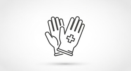 Obraz premium Medical Gloves Icon With Plus Symbol Line Art.