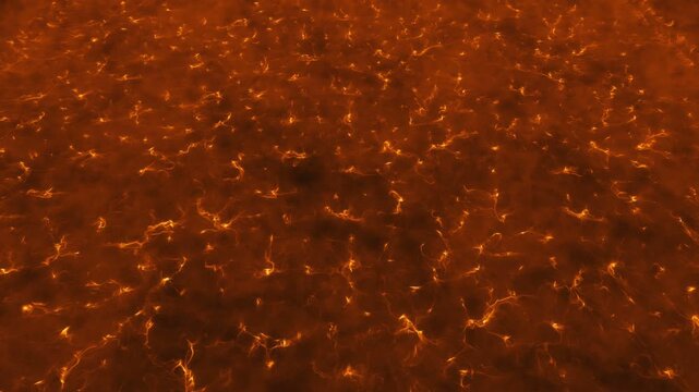 Concept animation of a hellish ground, built from particles