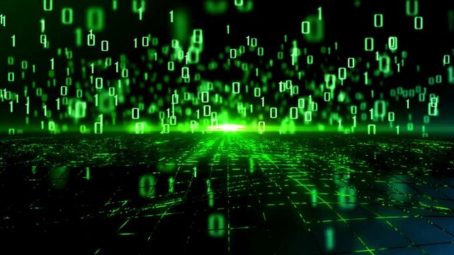 binary code digital pattern animation. Binary Code, technology background footage. random digital data matrix of binary code numbers background.