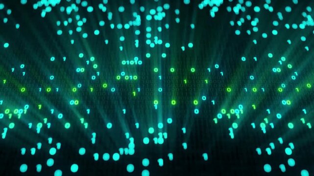 Perspective wall of binary code digital pattern background. Binary Code, technology background footage. animation of digital numbers, binary code.