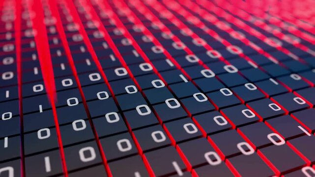 binary code digital pattern animation. Binary Code, technology background footage. random digital data matrix of binary code numbers background.
