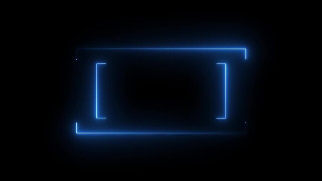 Abstract neon blue color lights on black background with glowing laser beams flickering. 4k animation video.