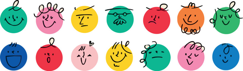 Colorful vector set of paint splashes and brushes in a fun cartoon illustration style