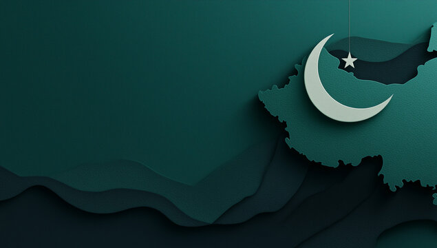 background for pakistan flag with dark green color and a half moon