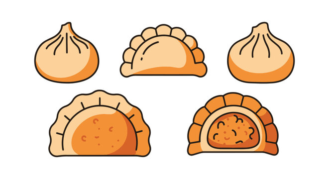 Fried Chicken Dumpling Line creative modern abstract vector