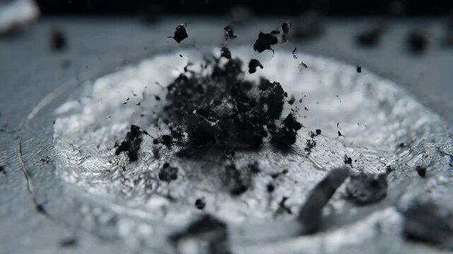 Burnt food on dirty plates.