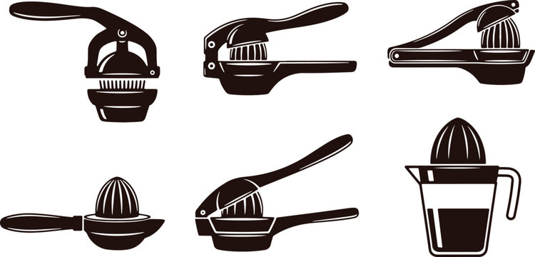 Variety of citrus juicers and a pitcher for fresh lemon juice preparation