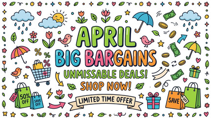 Colorful April Big Bargains Sale Announcement