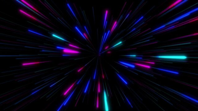 neon warp speed animation, futuristic light tunnel, colorful hyperspace effect, abstract energy streaks, sci fi motion