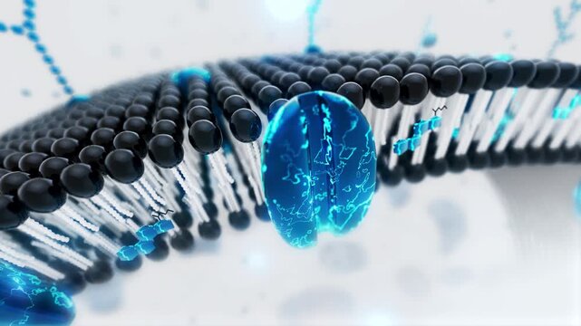 Conceptual 3D animation of a cell membrane
