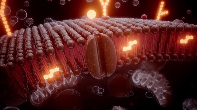 Conceptual 3D animation of a cell membrane