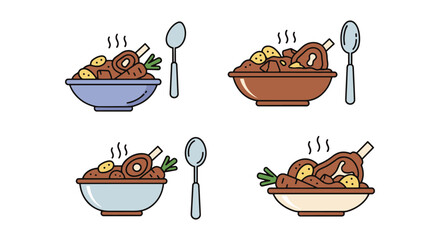Lamb Stew Bowl Line art vector clean colorful abstract