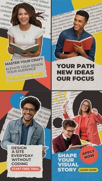 Educational Vertical Paper Cut Social Media Story