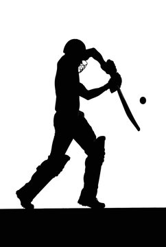 Cricket player silhouette cricket player Hit the boll