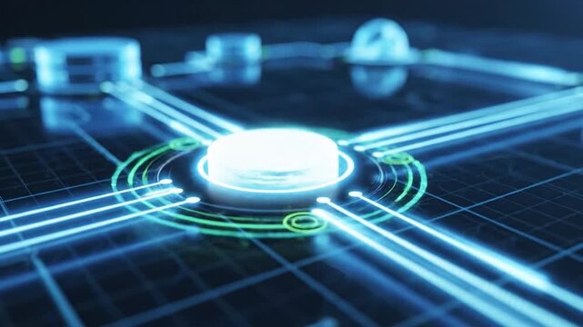 Futuristic technology digital network glowing blue circuit abstract background innovation cyber data connection high tech modern design energy database storage server system information security