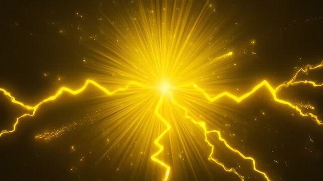 Golden Lightning Arcs Exploding from a Central Energy Point