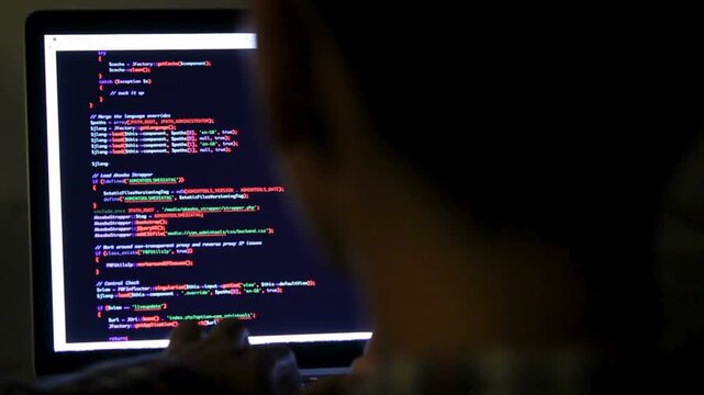 Close-up shot of hands of Computer programmer making a new program Using internet in web office. Online business, Web application coding technologies
