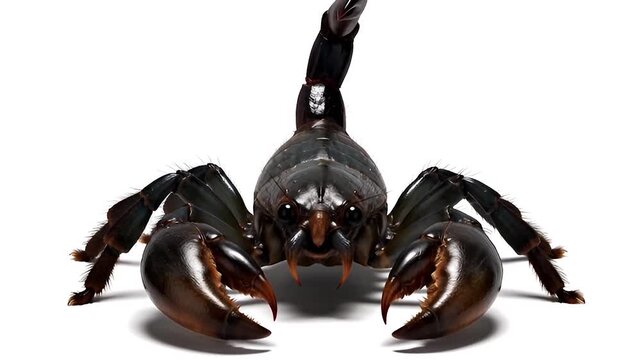 Scorpion facing forward with claws.