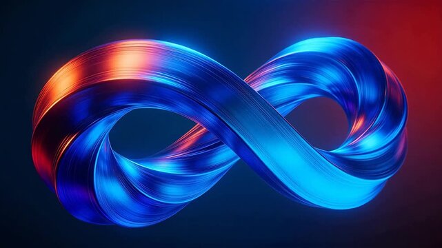 Colorful infinite ribbon symbol on dark gradient background