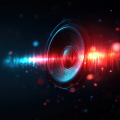 Obraz premium Audio speaker with sound wave effect