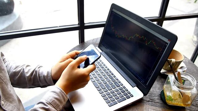 Person Typing on the Laptop Keyboard. Hands Coding on Laptop CLOSE UP. Software, cloud data social network media or virus. Closeup coding on screen