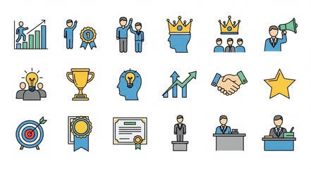 Obraz premium Business Success Achievement and Goals Icons Collection.